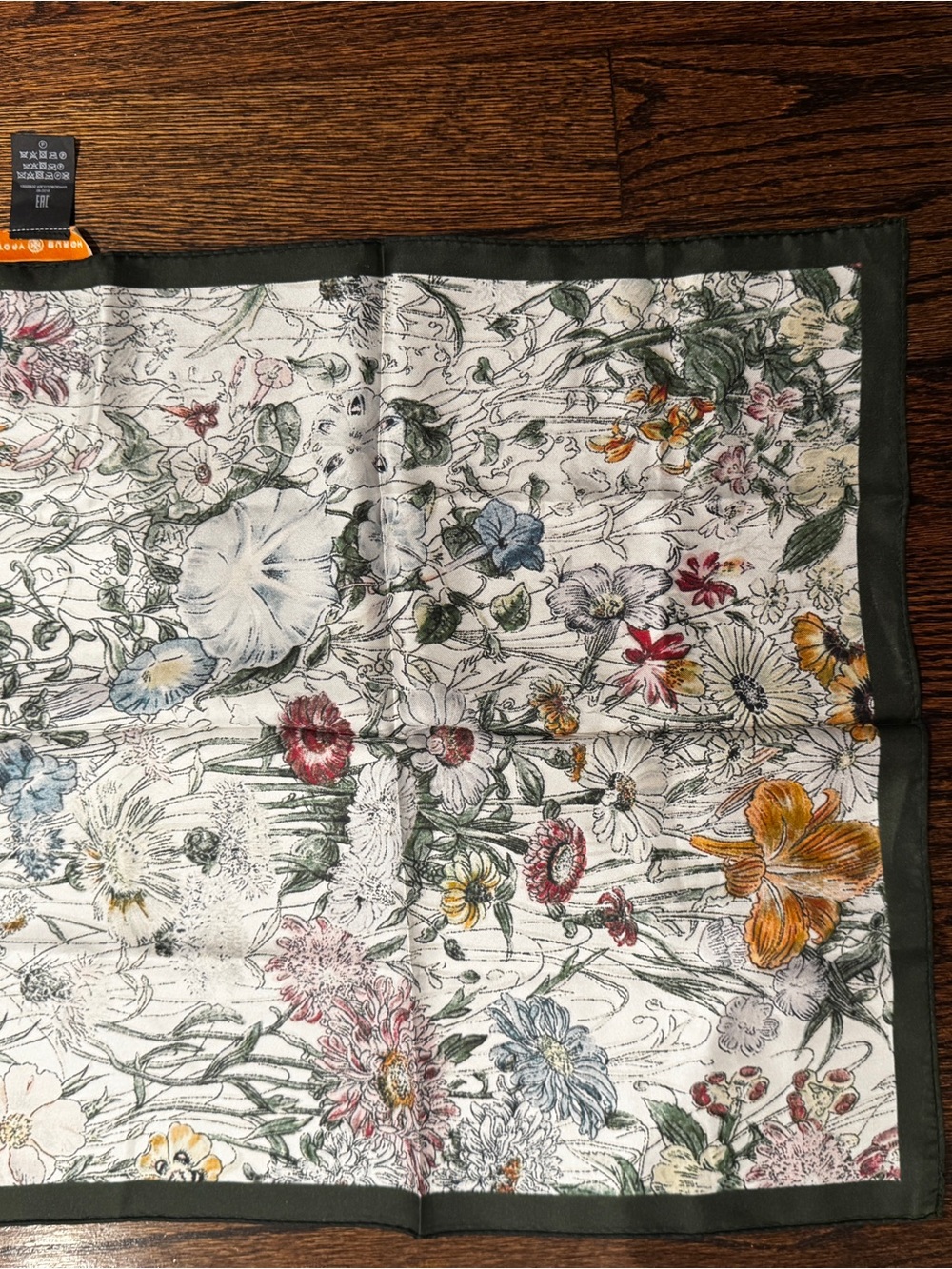 Floral Botanical Print Silk Scarf in Multicolor - Picture 5 of 5